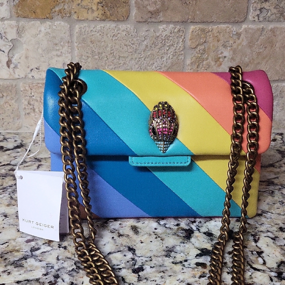 Kurt Geiger Rainbow Striped Mini Kensington Bag